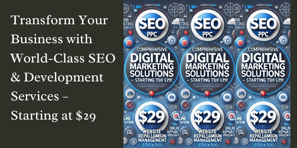 Transform Your Business with World-Class SEO & Development Services – Starting at $29